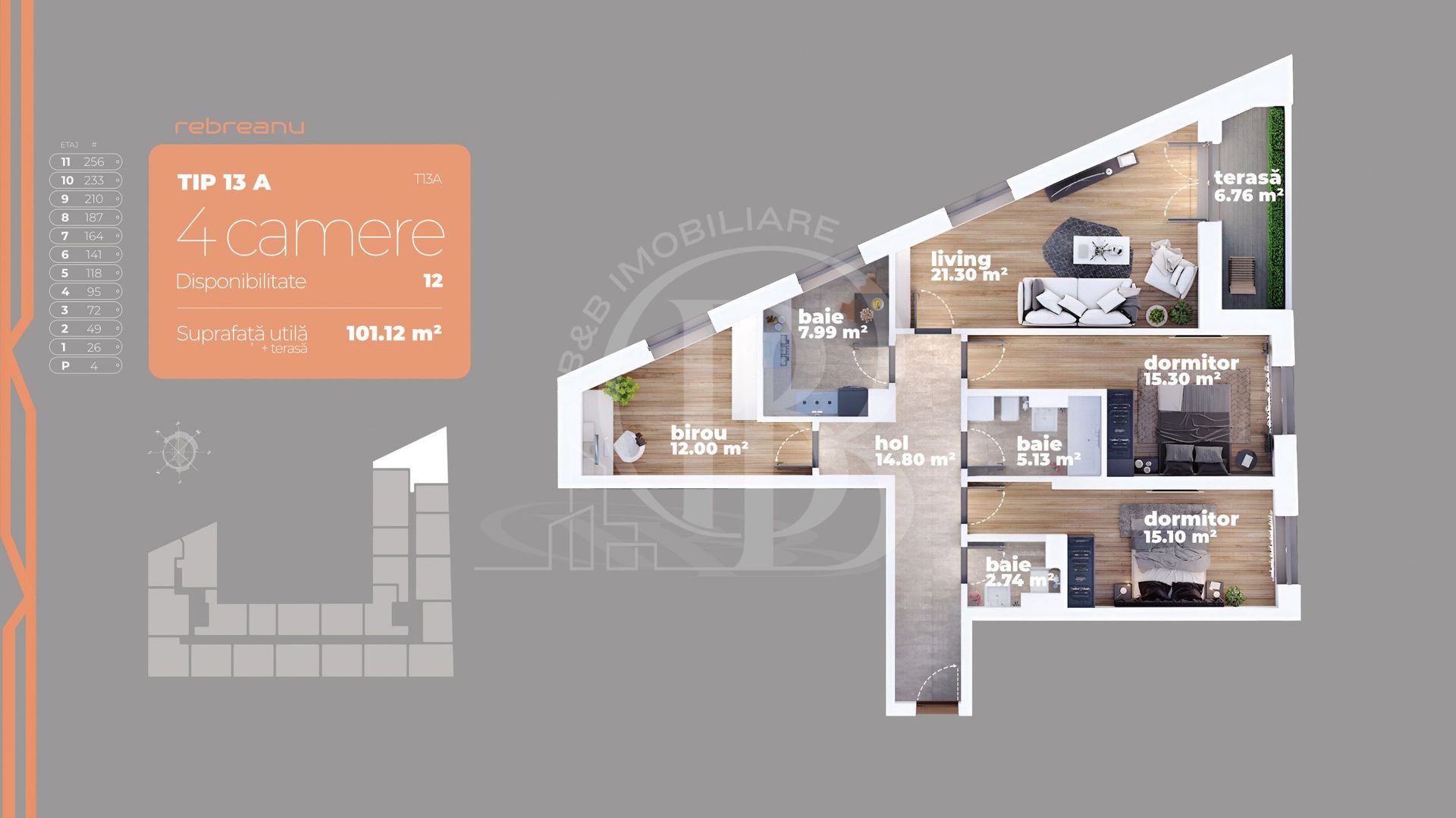 Apartament 4 camere Titan Auchan Liviu Rebreanu Comision 0 - Schiță 9