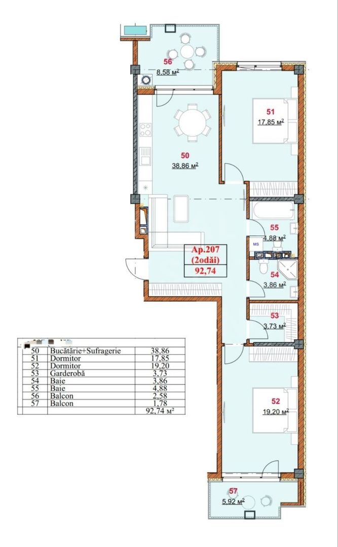 Vânzare, apartament, 2 camere + living, str, Grenoble, Botanica - Poză 3
