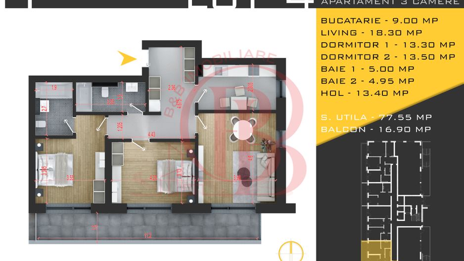 3 camere decomandat Titan Pallady  Metrou Nicolae Teclu - Schiță 12