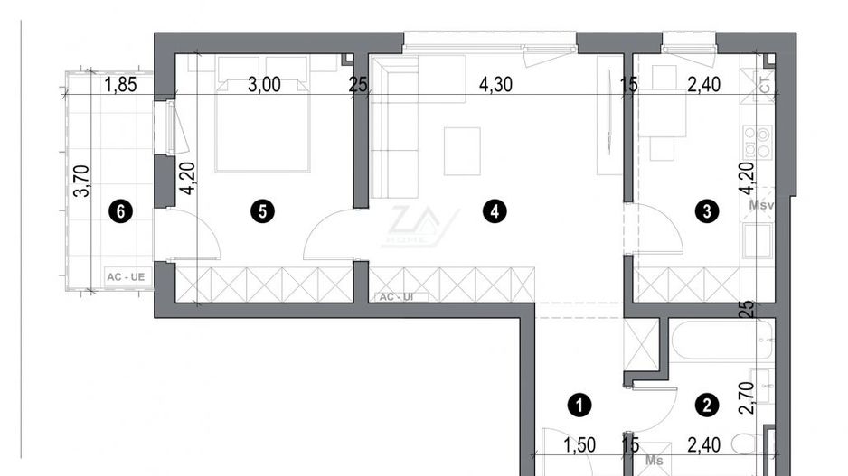 COMISION 0! Etaj intermediar. Bucatarie inchisa. Lift. Loc de parcare. - Schiță 8