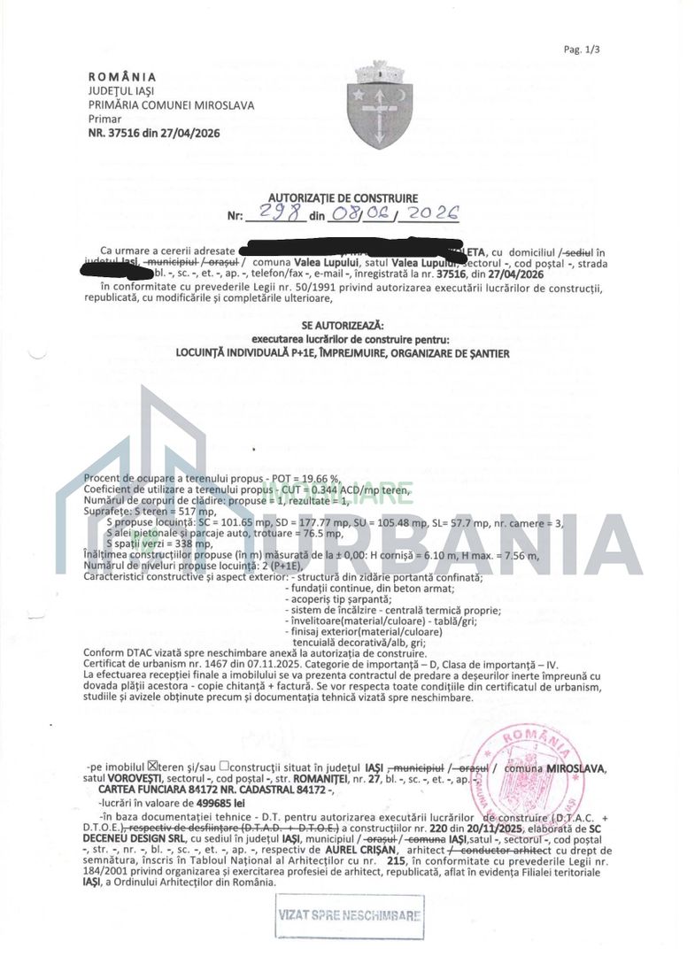 Teren + Autorizatie constuire Miroslava - Vorovesti - Poză 3