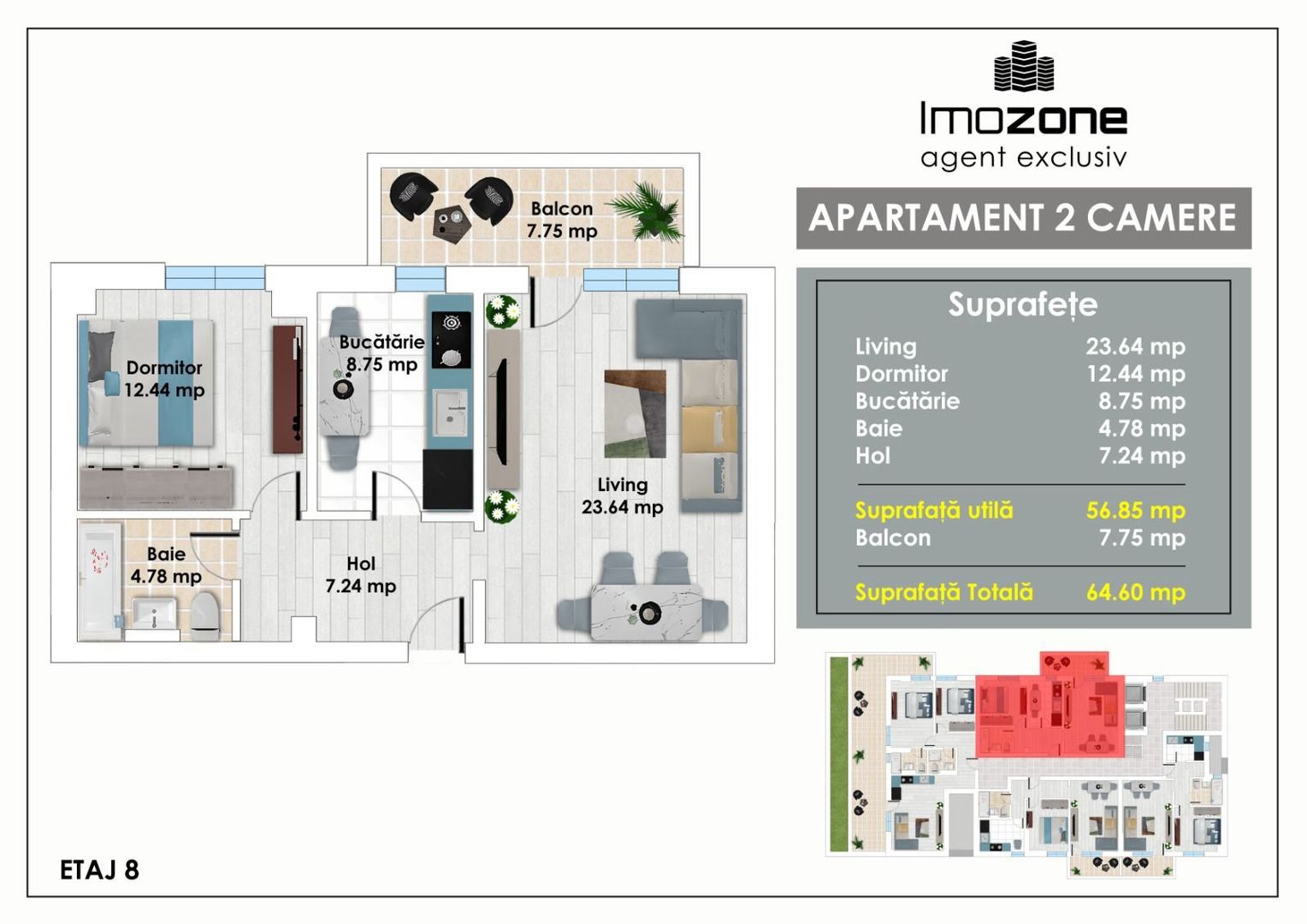 2 Camere, 64 mp, living spatios, langa Metrou Pacii, in Militari, sector 6 - Poză 1