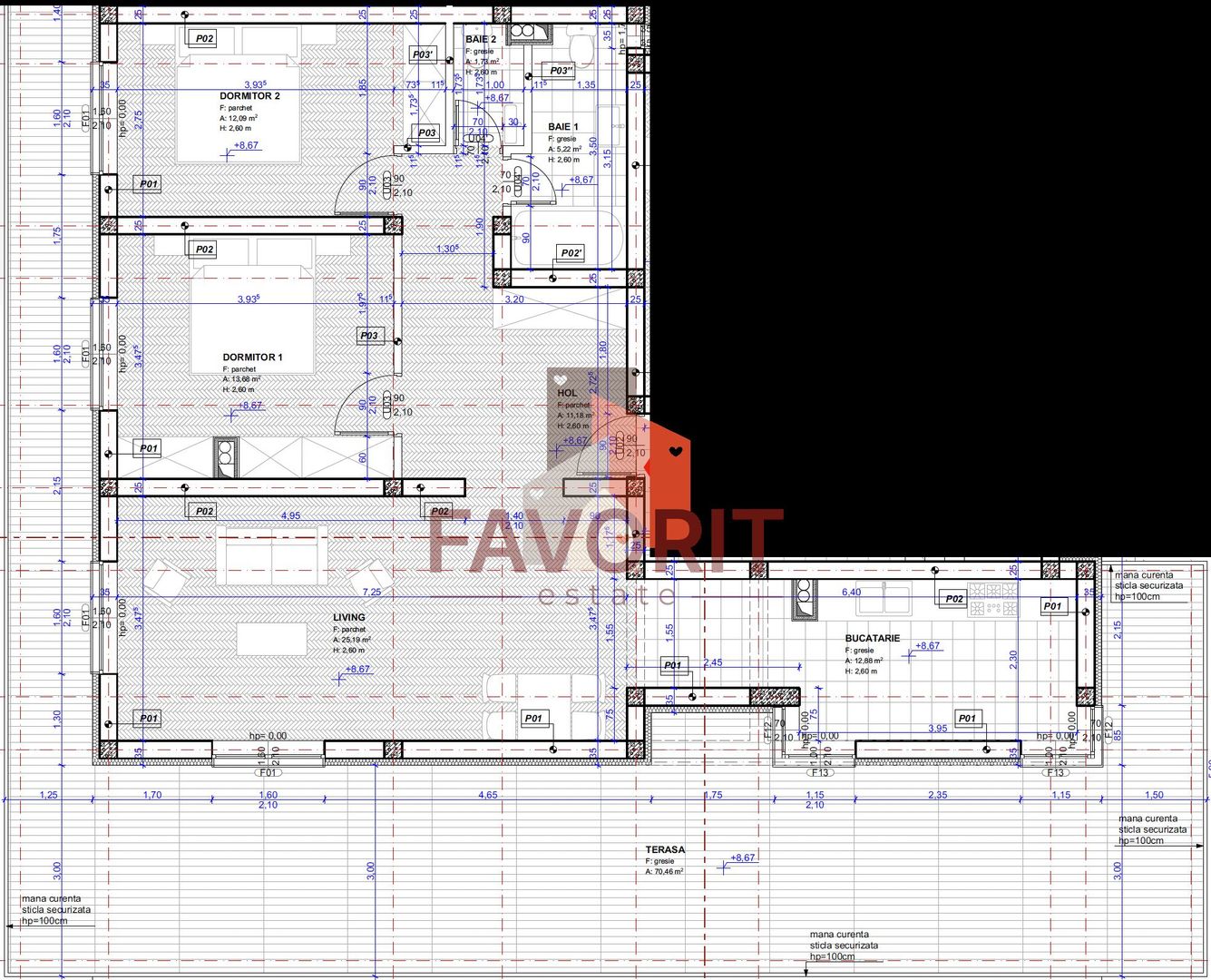 Penthouse cu terasa 70mp si 2 locuri de parcare in zona Torontalului - Schiță 14