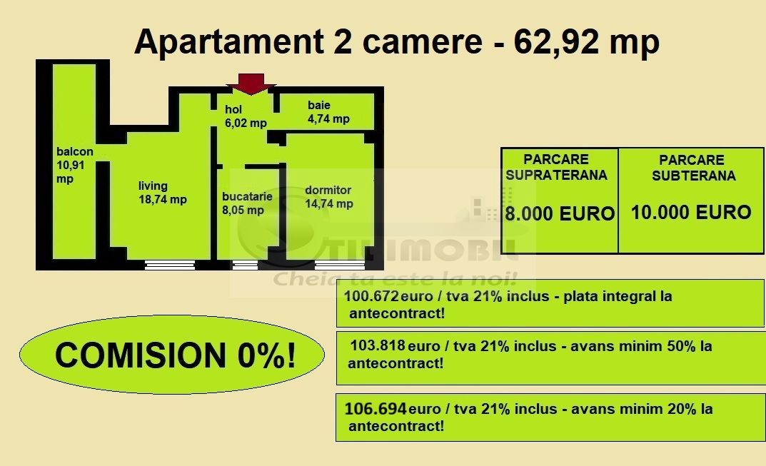 Apartament decomandat de vanzare in Iasi, Galata, 62,92 mp, bloc nou - Poză 2