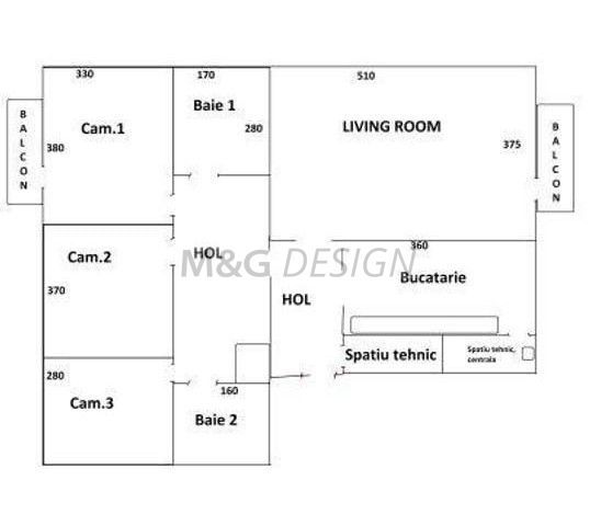 Apartament 4 camere zona Timocului-Saguna etaj 1 cu centrala - Schiță 8