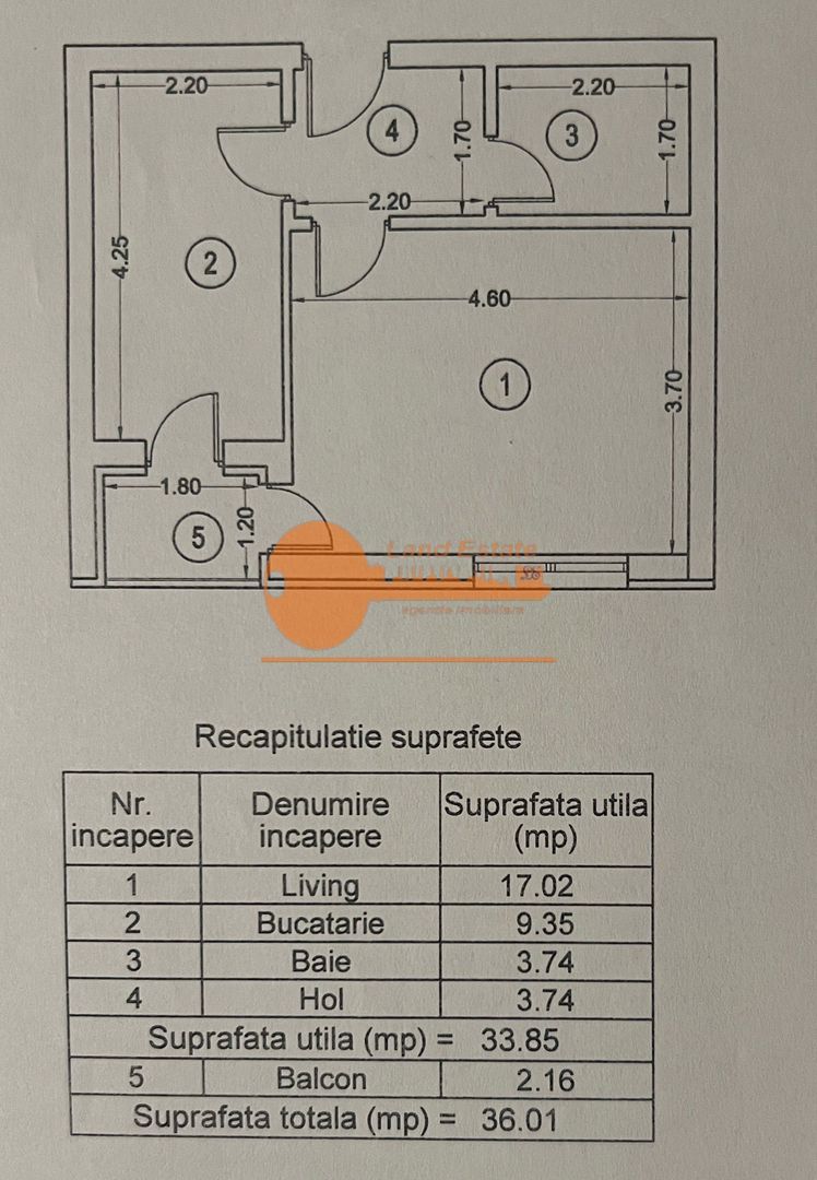Garsonieră decomandată | Exigent Plaza Residence - Schiță 7