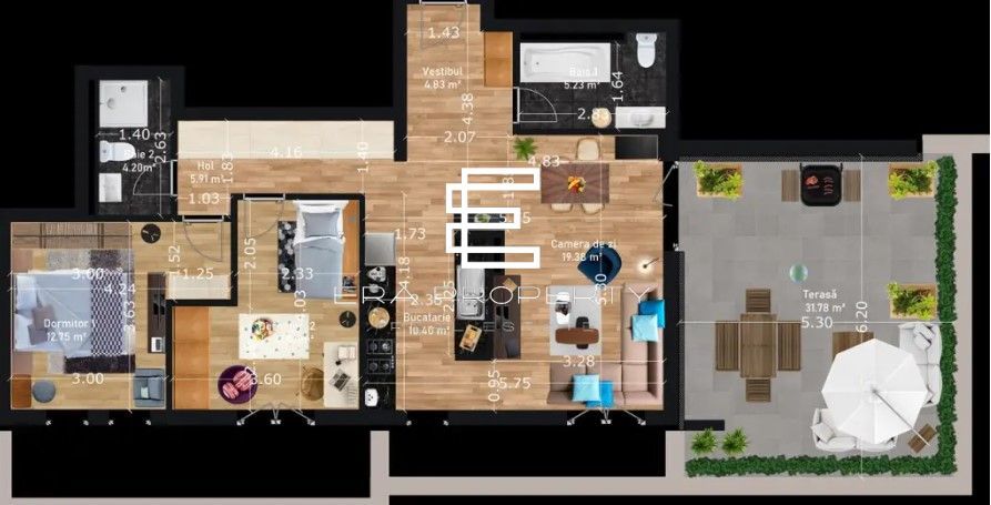 Penthouse modern de vânzare – Sibiu – 75 mp + terasă 32 mp - Schiță 7