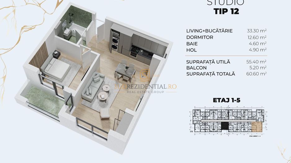 Apartament modern compartimentat, tip studio, metrou Berceni - Poză 5
