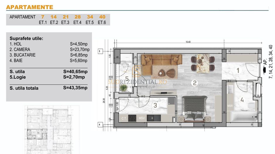 Garsoniera in bloc nou, finisat premium-zona Bd Brancoveanu, Sector 4 - Schiță 8