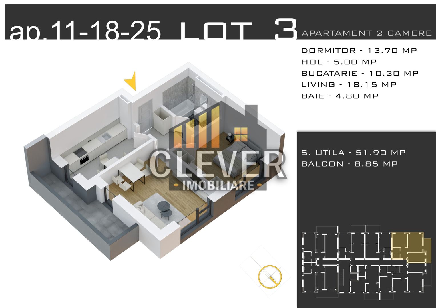 Apartament 2 Camere Decomandat, Comision 0%, Metrou Teclu – Pallady - Poză 2