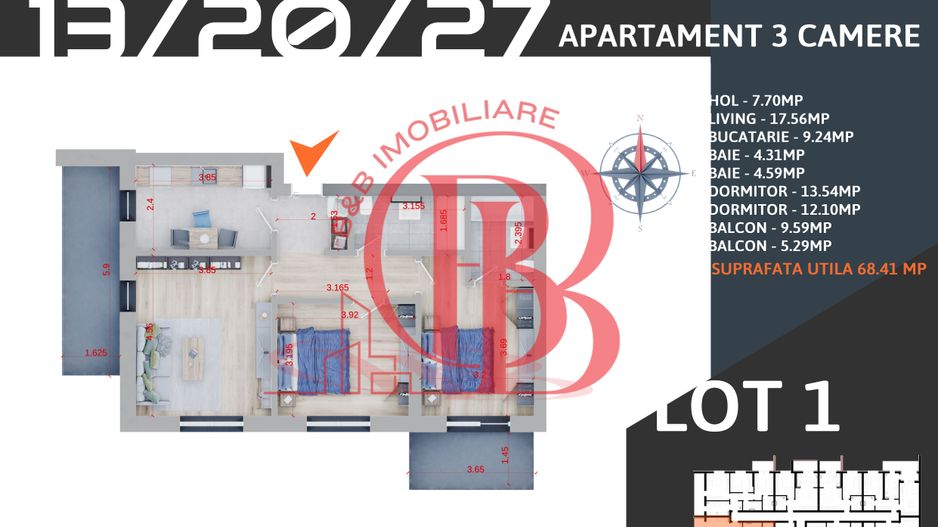 3 camere decomandat Titan Pallady STB la 7 minute - Schiță 7