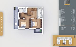 Duplex 4 Camere 143 mp, etaj 11/12, 3 bai, 700m metrou Teclu - Poză 3