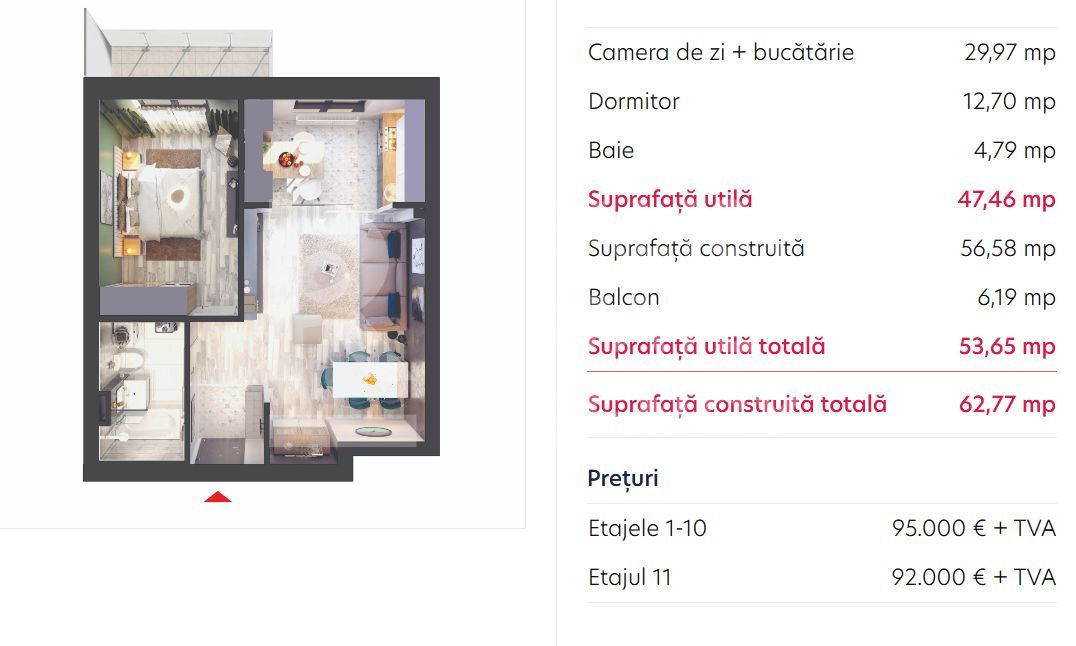 Vânzare, apartament, 2 camere tip 2C, Hils Brauner, București - Poză 2