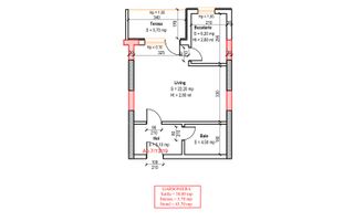Garsoniera-Camera 22 mp-Metrou Nicolae Teclu-Comision 0% - Schiță 3