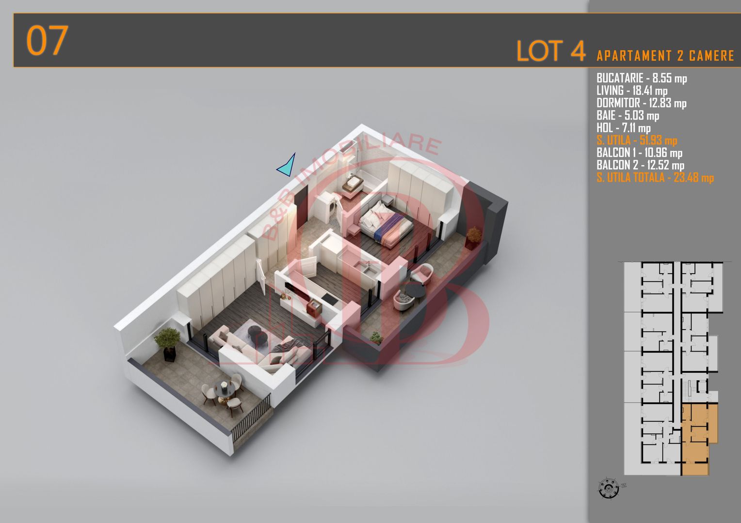 Apartament 2 camere Theodor Pallady-Metrou Nicolae Teclu - Schiță 2