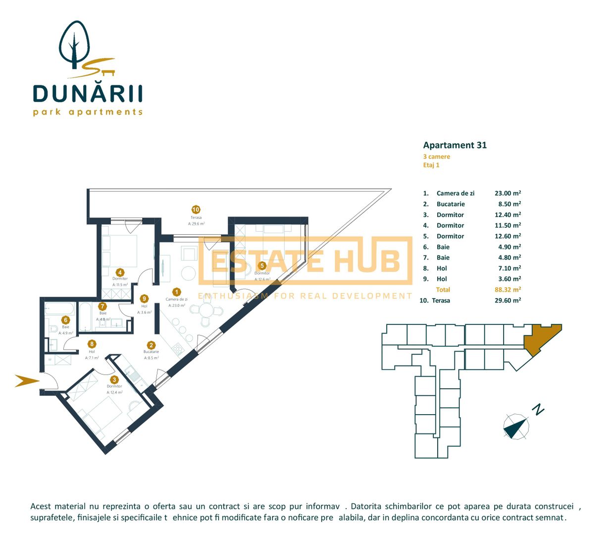 Apartament cu CF 3 camere finisat direct de la dezvoltator! - Poză 3