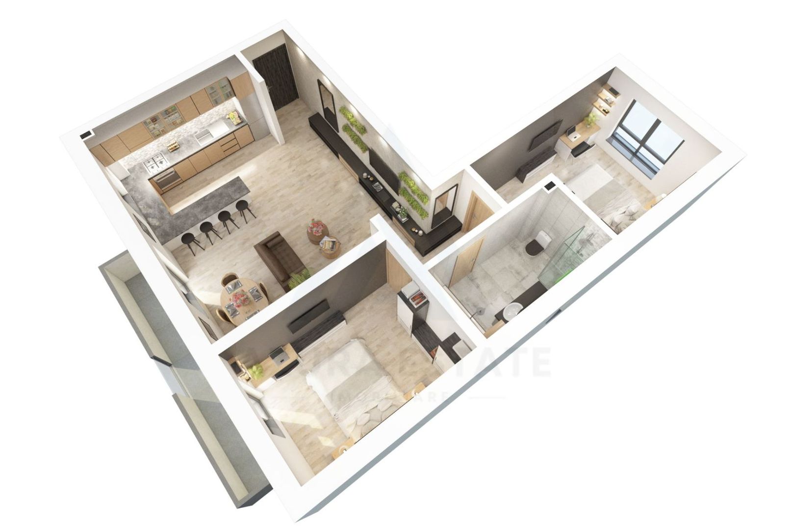 Apartament premium 69.4 mp utili 3 camere balcon 8.1 mp pe Dna Stanca - Poză 2