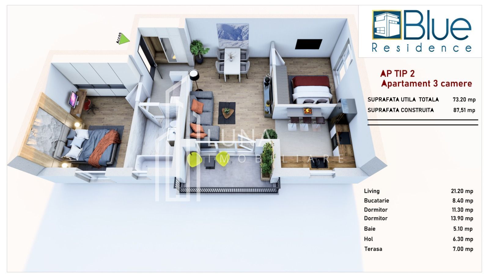 Apartament 3 camere cu terasă 7 mp – Direct de la dezvoltator - Poză 18