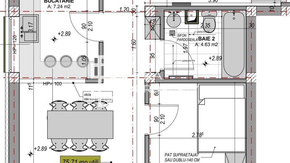 Apartament 3 camere, intabulat, finisat la alb- zona Industriala Vest - Schiță 11