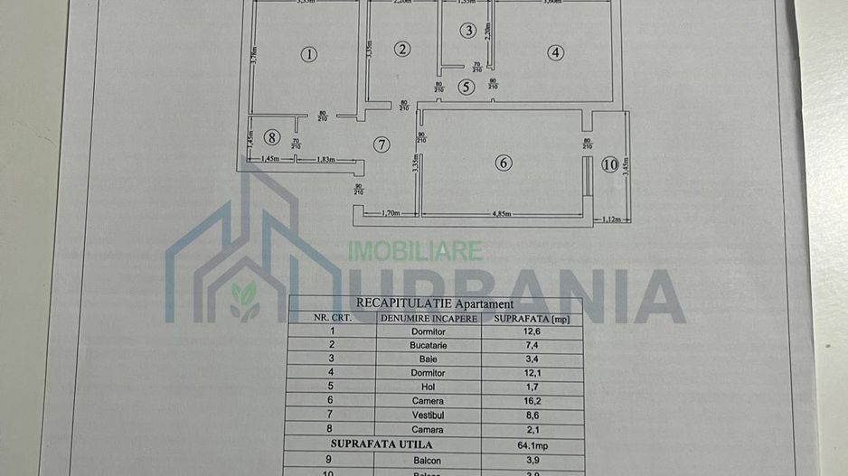 Apartament 3 camere de vânzare, Tătărași, etaj 4/4, 64.1 mp util, 71.9 mp total - Poză 6
