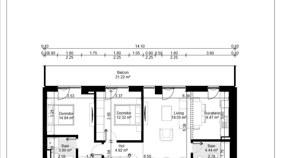 Pipera | Apartament Premium 3 Camere | 90 MP Totali | 2 Parcari Incluse - Schiță 5