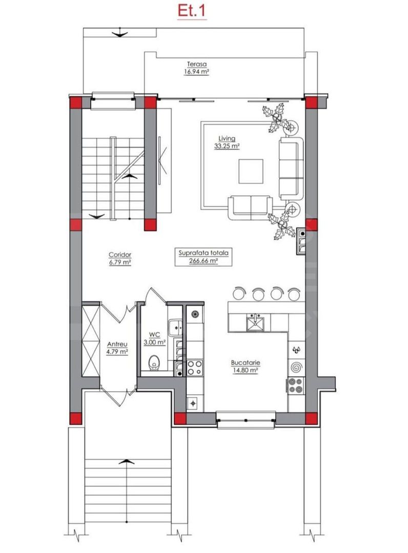 Vânzare, townhouse, 3 nivele, 6 camere, str. Salcîmilor, com. Stăuceni - Poză 12