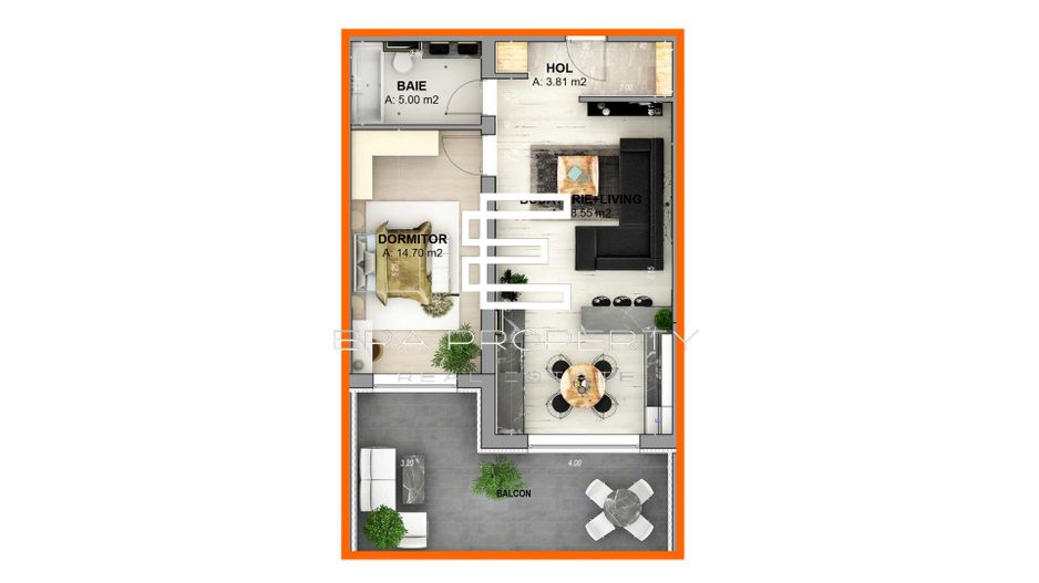 Apartament 2 camere - etaj 1- terasa 18 mp - zona Aeroport Sibiu - Schiță 13