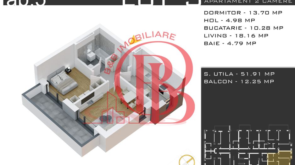 Theodor Pallady-Metrou Teclu-Apartament 2 camere Decomandat - Schiță 12