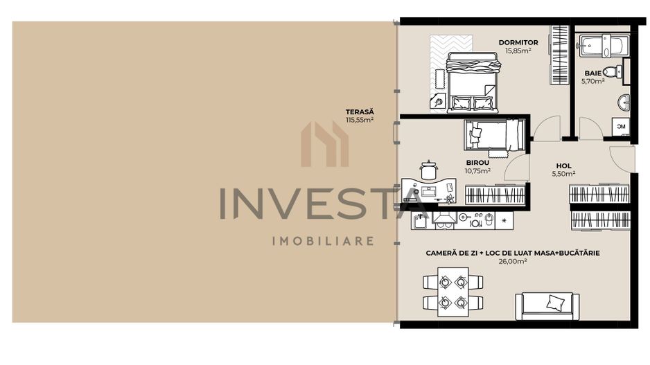 Apartament 3 camere cu terasa spectaculoasa, proiect premium nZEB - Schiță 6