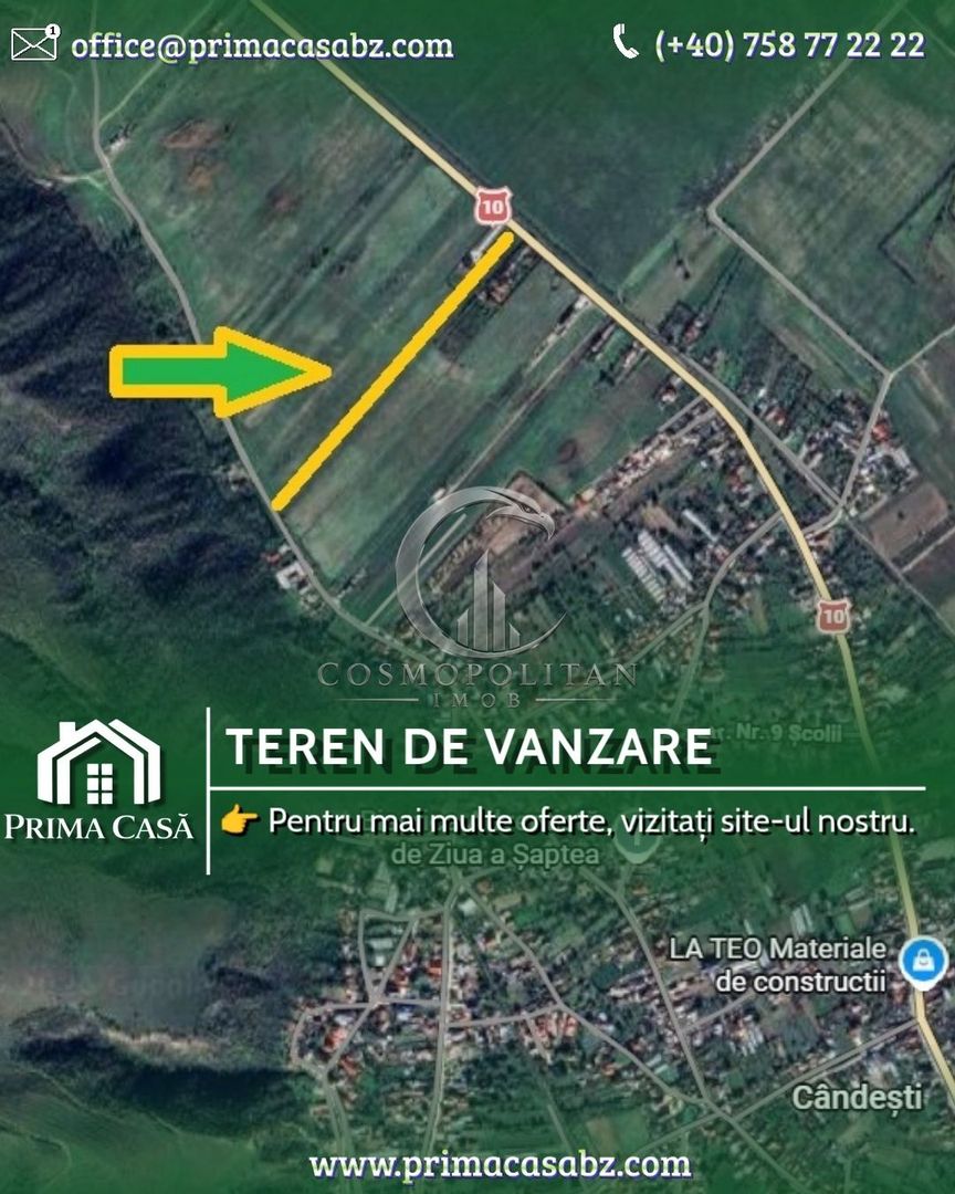 Teren in zona Candesti BZ 6400mp cu deschidere 12m la DN10 Pret: 5 mp neg - Poză 1