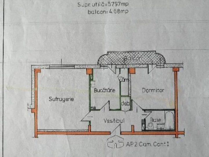 Apartament 2 Camere Calea Calarasilor, langa Univ. Hyperion - Schiță 8