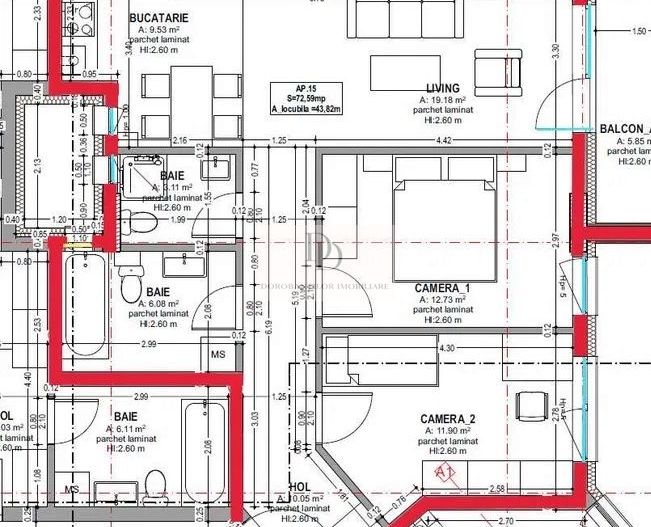 Apartament 3 Camere | Bloc Nou nZEB 2026 | Etaj 3 | Central - Schiță 8