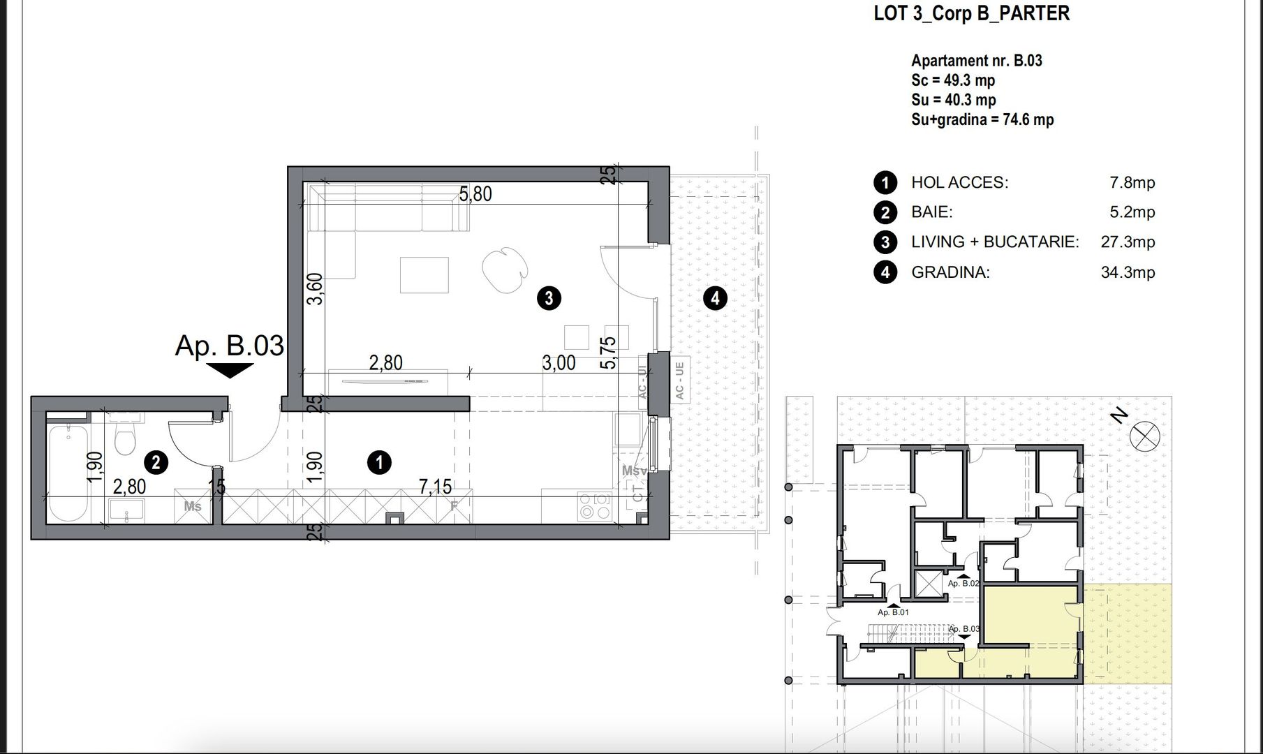 Apartment bloc nou cu curte de 34 mp - Poză 2