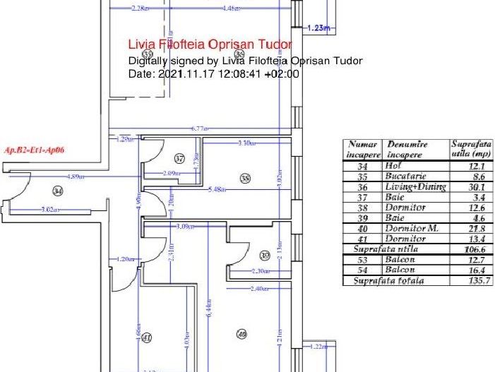 Apartament premium 4 camere | Finisaje lux – 135.7 | Spa & Piscina - Schiță 19