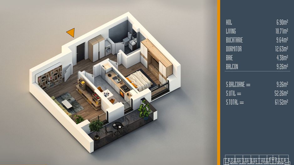 Oferta Lansare 2 camere proiect nou Pallady - Schiță 1