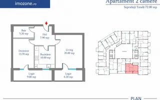 2 Camere, 72 mp, Spatios, Vedere Libera, Finalizat, Bloc Nou, Metrou Preciziei - Poză 14
