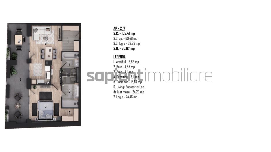 Apartament nou, modern cu 2 camere - Ultracentral -  Cuza Voda - Poză 3