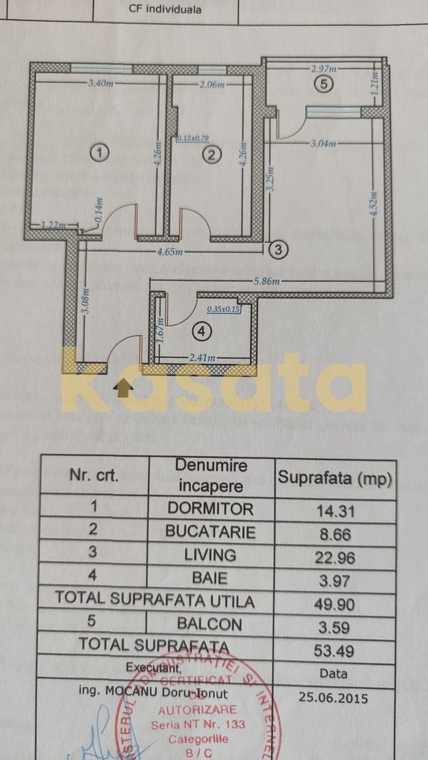 2 CAMERE DECOMANDAT|54 MP|BLOC 2015|10 MIN METROU 1 DECEMBRIE - Schiță 13