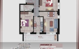 Apartament 3 camere decomandate Theodor Pallady Sector 3 - Schiță 8