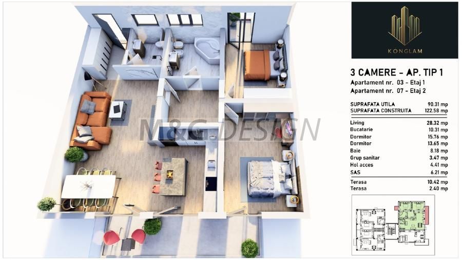 Apartament 3 Camere Fratelia bloc nou - Poză 3