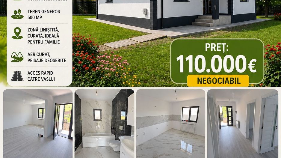 Casa individuala 110 mp, teren 500 mp, SATU NOU, FARA COMISION! - Poză 1