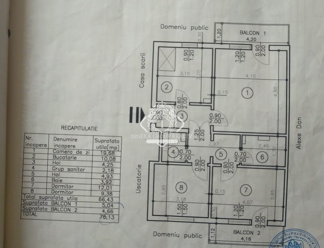 Apartament 3 camere, decomandat, 76mp, in zona Grui - Schiță 27