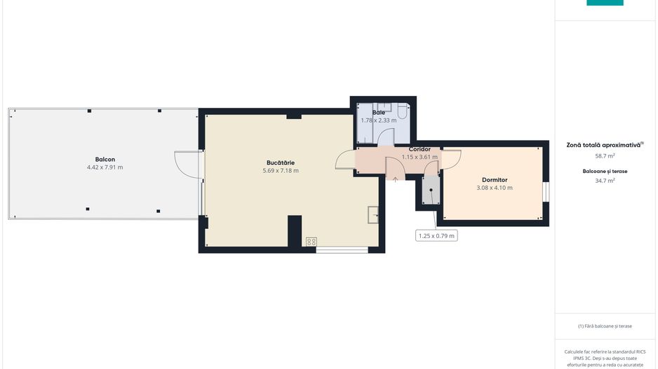 Apartament 2 camere – Bloc nou | Terasă 35 mp | - Poză 11