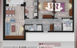 Apartament 3 camere Decomandat Pallady 500m STB - Comision 0 - Schiță 13