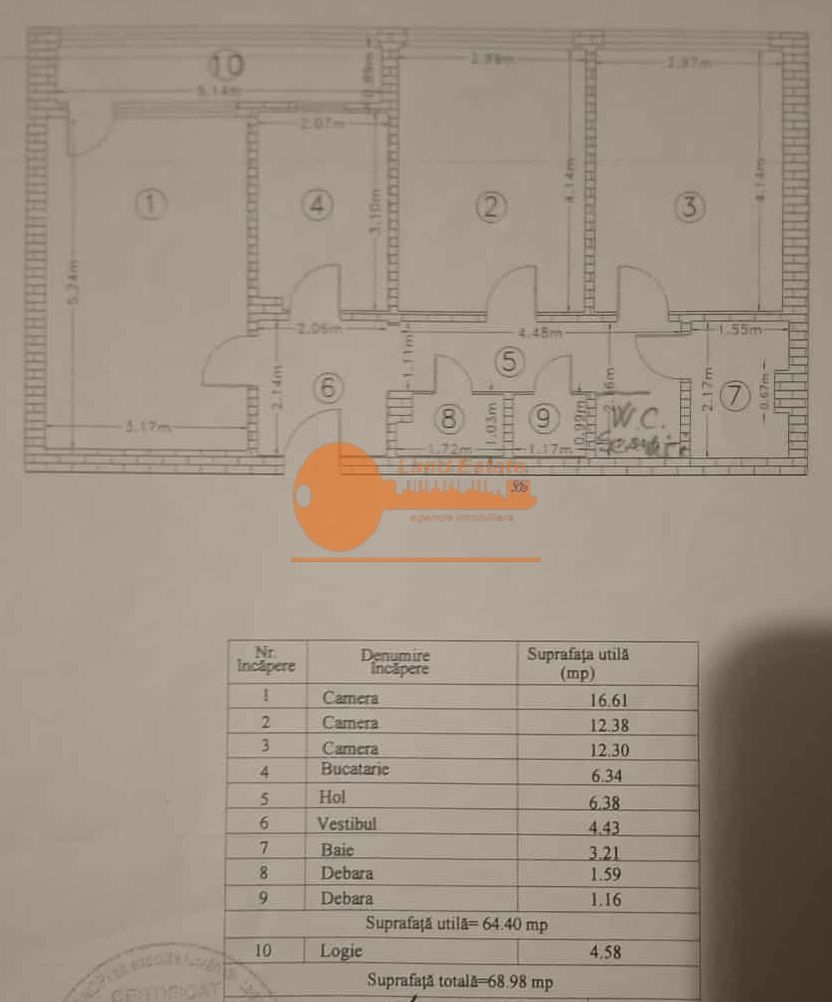Apartament 3 camere | centrală proprie | Tei - Schiță 7