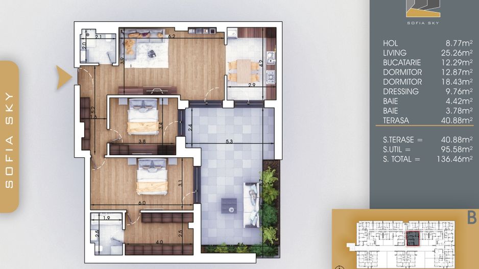 AP. 3CAM. SPATIOS+TERASA (40MP. ) BLOC FINALIZAT / SCOALA BRAUNER! - Poză 1