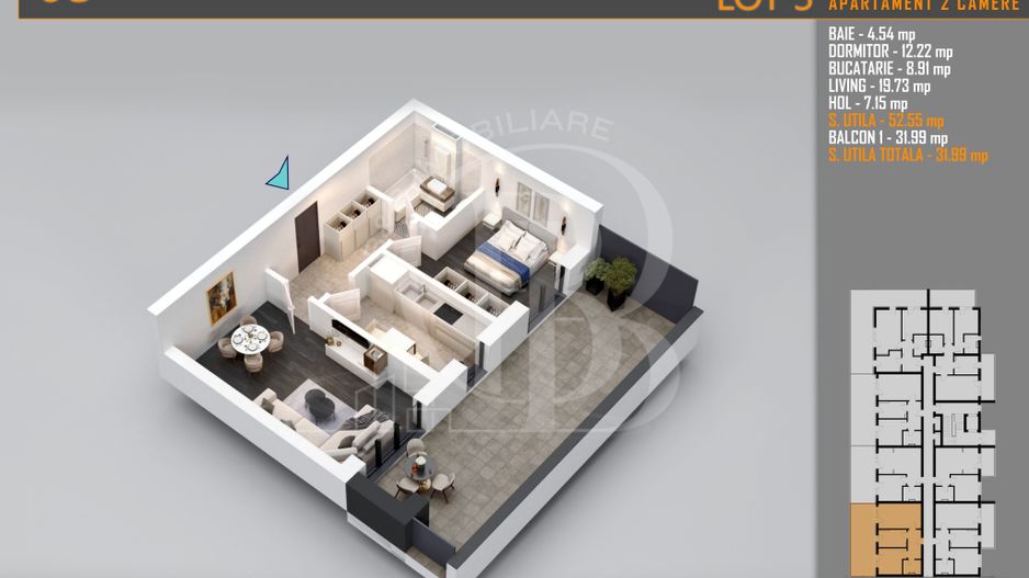 Apartament 2 camere cu terasa Titan-Pallady-Metrou Teclu - Schiță 8