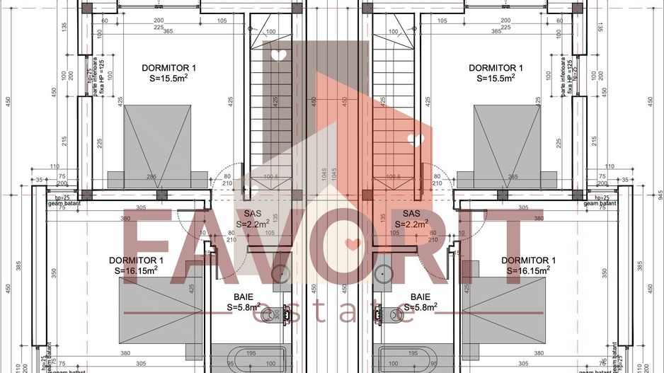 Duplex in Mosnita. Despartit prin anexa. La asfalt. - Schiță 9