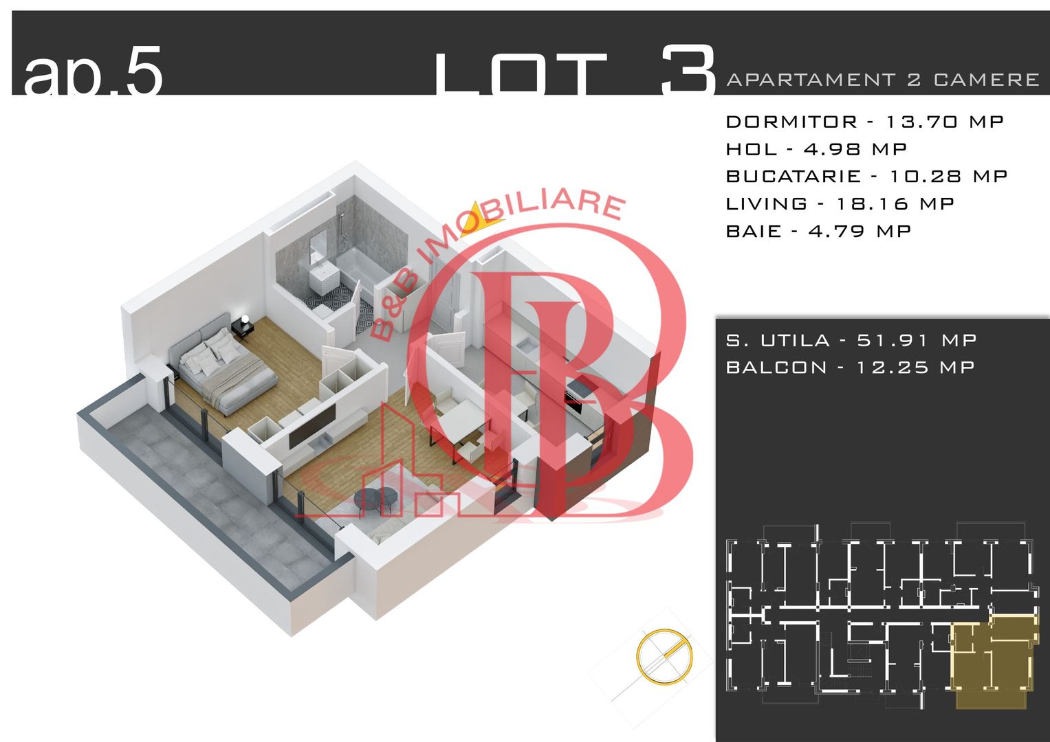 Theodor Pallady-Metrou Teclu-Apartament 2 camere Decomandat - Schiță 12