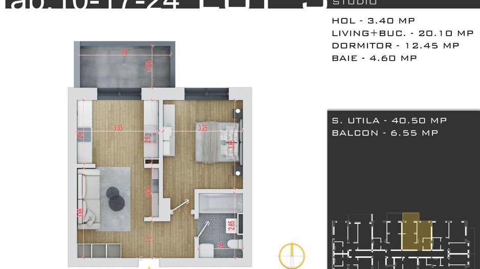 2 camere  -parcare inclusa -proiect nou -Pallady - Schiță 2
